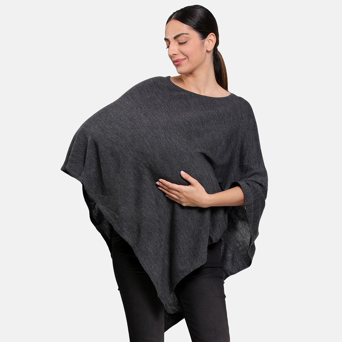 Charcoal Round Neck Nursing Cape
