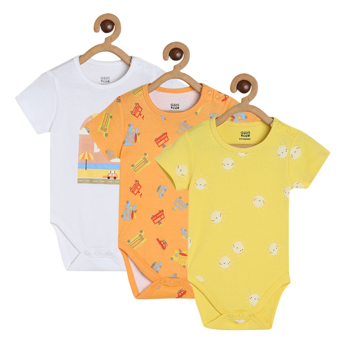 Boys Multicolor Pack Of 3 Body Suit
