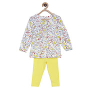 Pack of 2 knit top and knit bottom - white & yellow for New Born