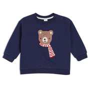 Baby Boys Teddy Bear Embroidered Sweatshirt, Navy Blue