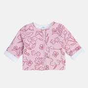 Girls Cotton Full Sleeves Floral Printed Jacket - Pink