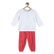 Pack of 2 top and bottom set - white & red for 0-3 Months
