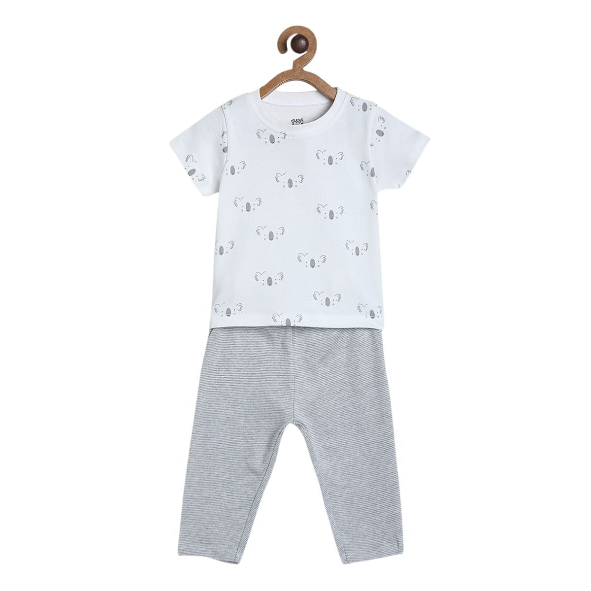 Boys Grey Pack Of 2 T-Shirt And Bottom
