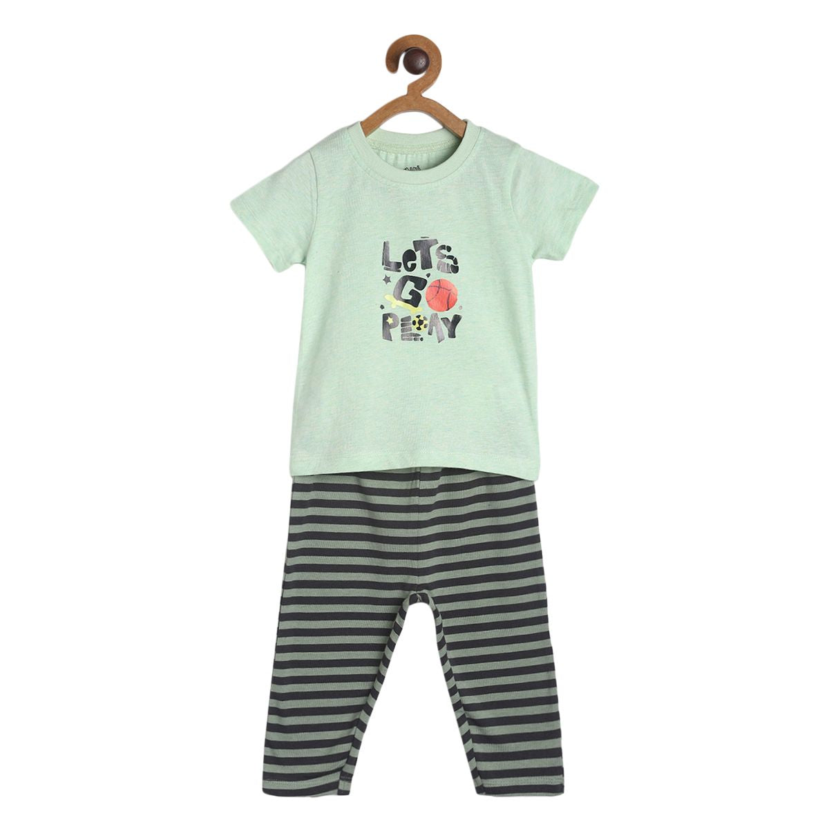 Boys Green Pack Of 2 T-Shirt And Bottom