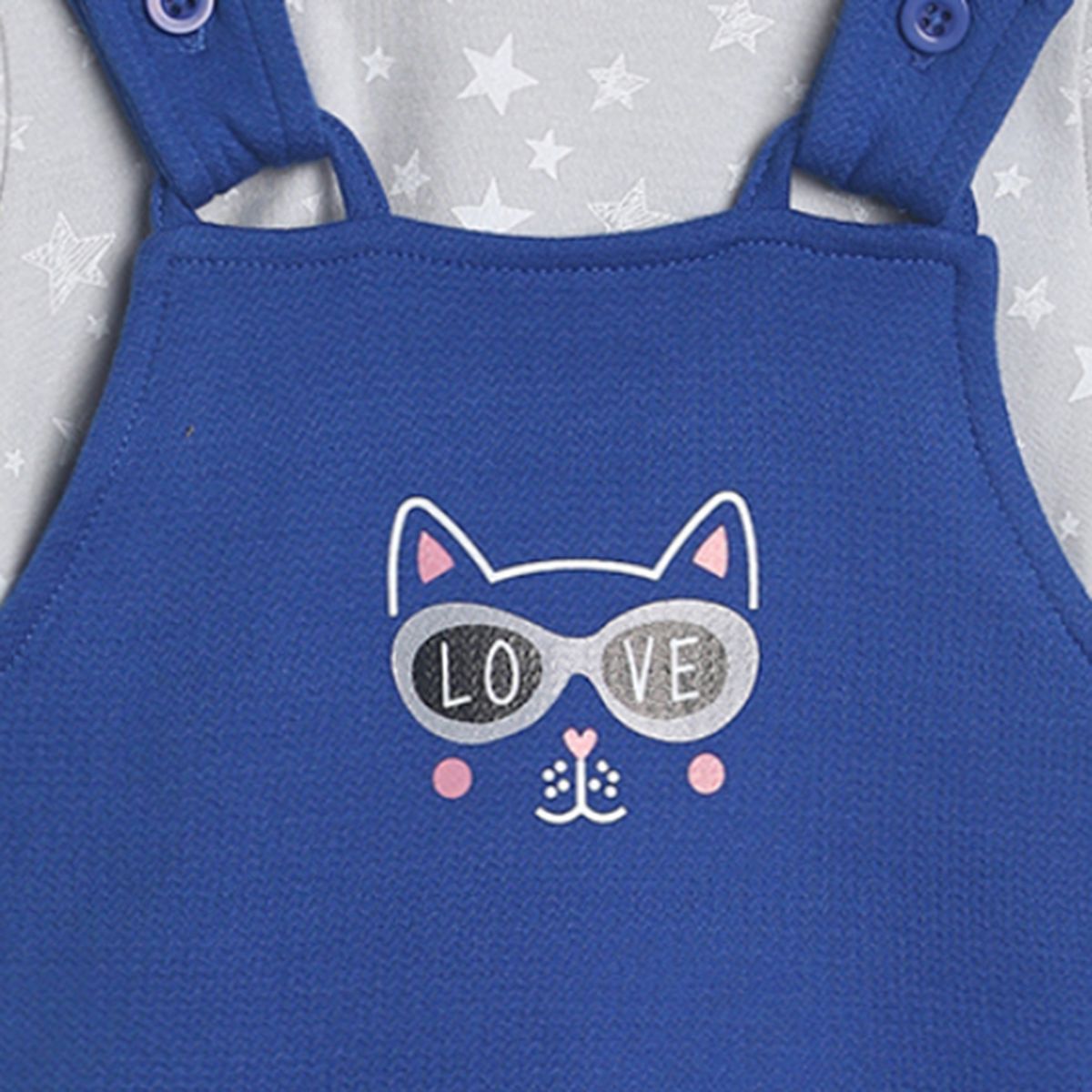 Girls Blue Pack Of 2 Dungaree Set