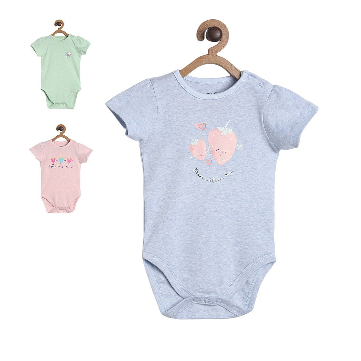 Girls Multicolor Pack Of 3 Body Suit