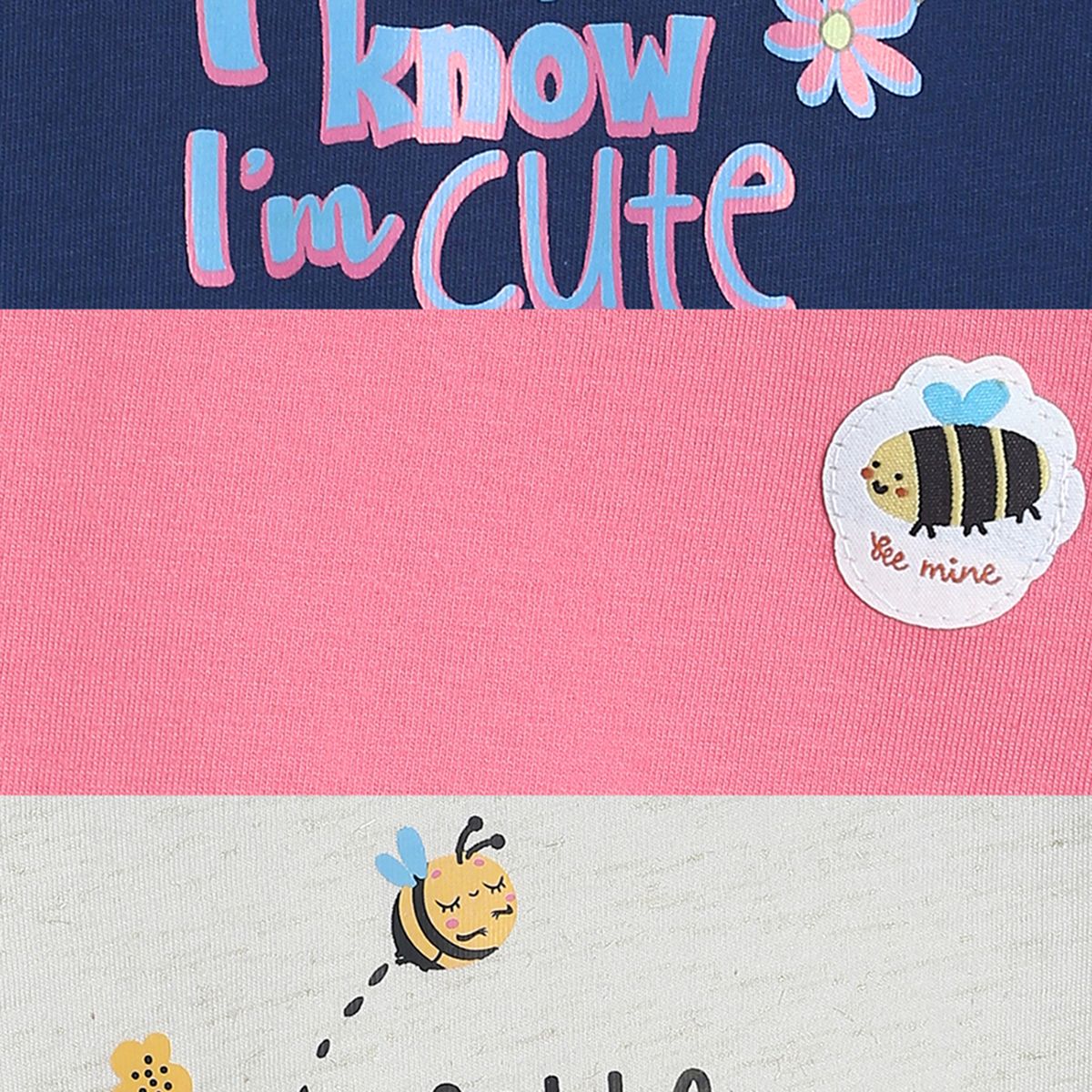 Girls Multicolor Pack Of 3 Knit Top