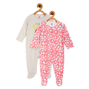 Pack of 2 sleepsuit - light grey & pink for New Born