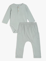 Boys Grey Bodysuit and Knit Bottom