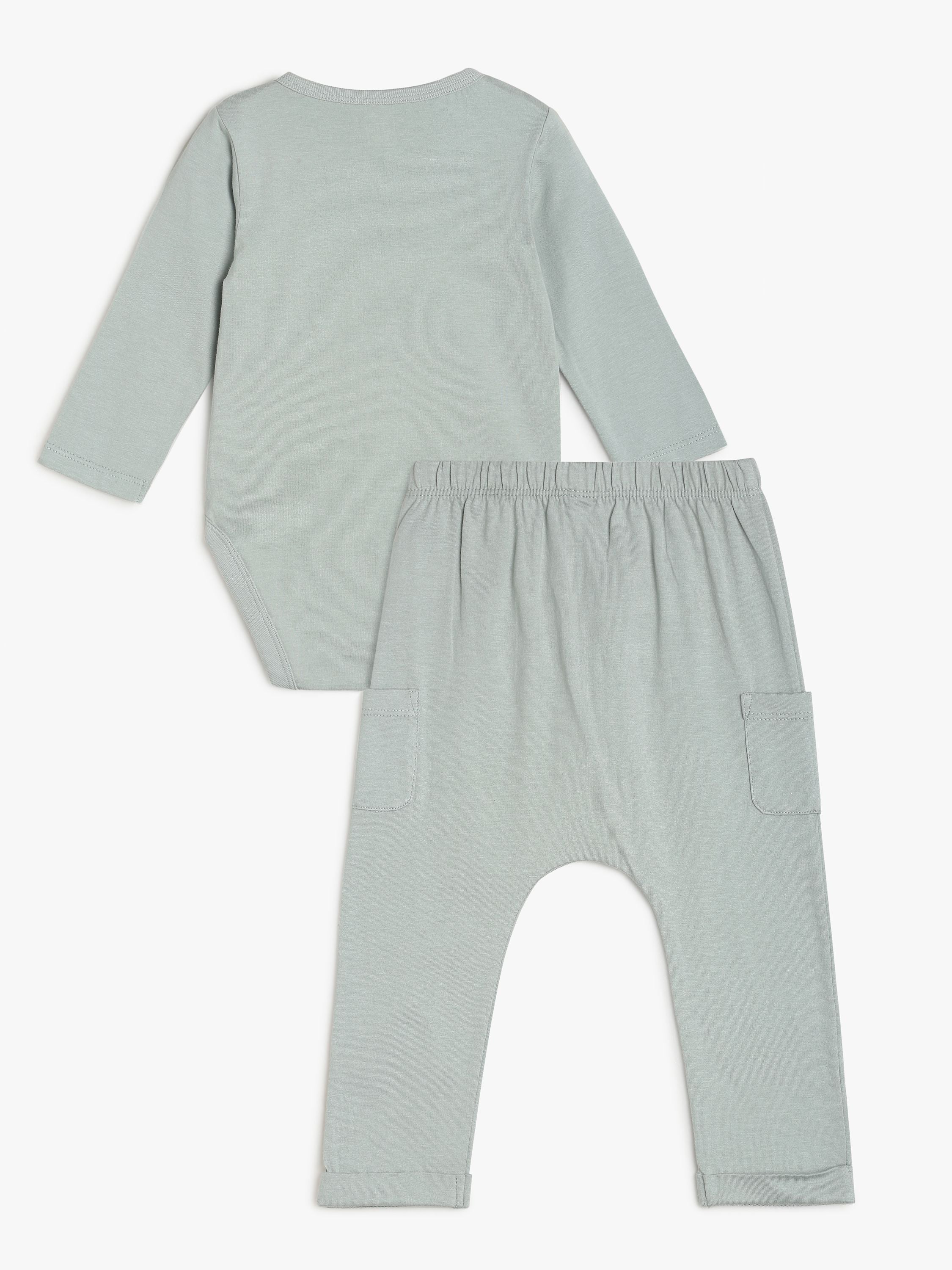 Boys Grey Bodysuit and Knit Bottom