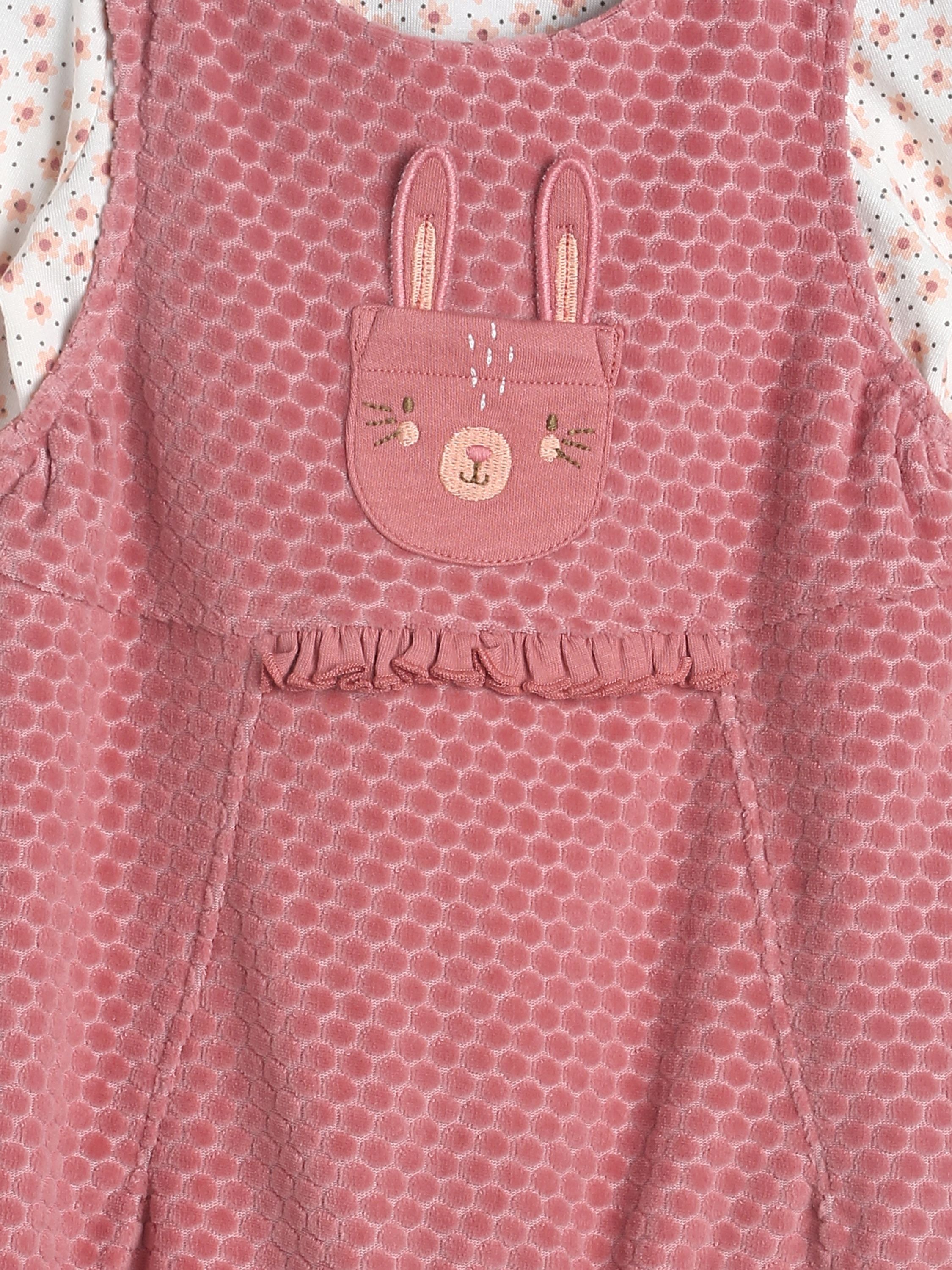 Girls Brown Dungaree Set