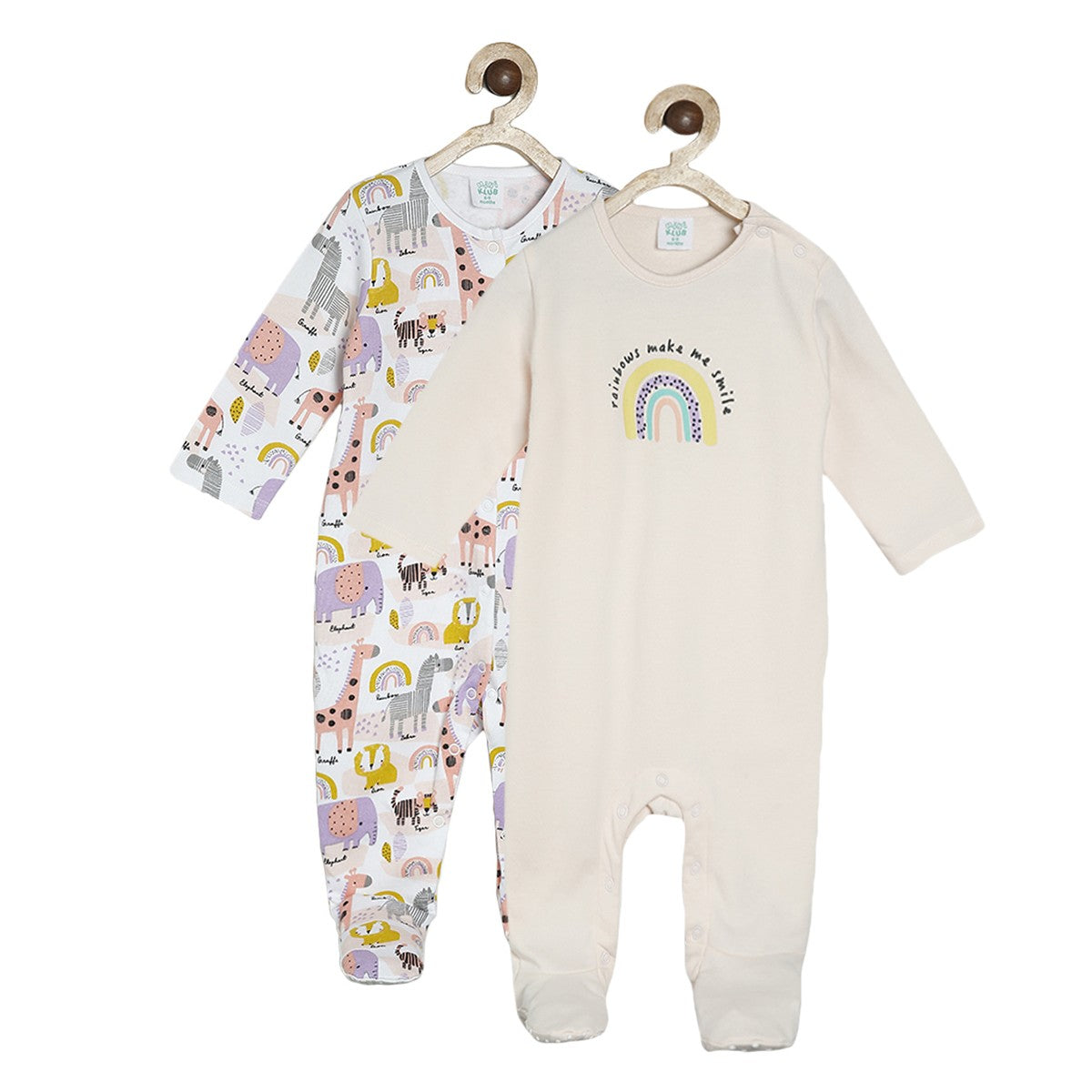 Girls Multicolor Pack Of 2 Sleep Suit