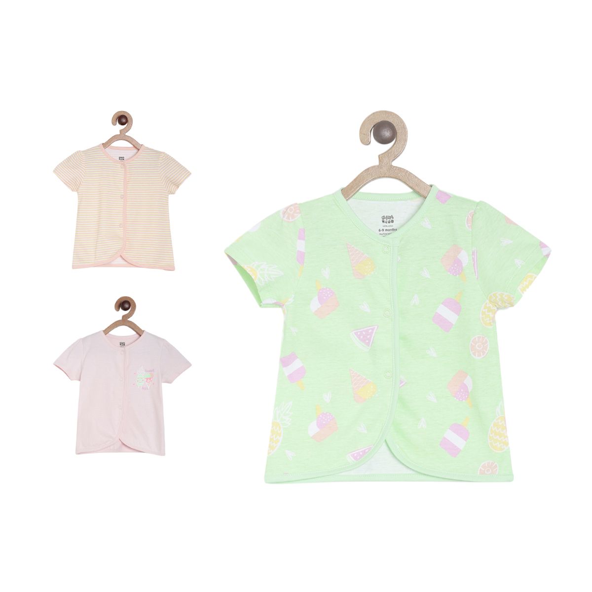 Girls Multicolor Pack Of 3 Front Open Vest