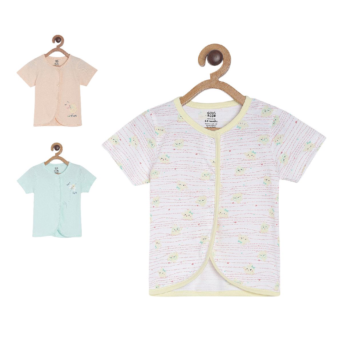 Girls Multicolor Pack Of 3 Front Open Vest