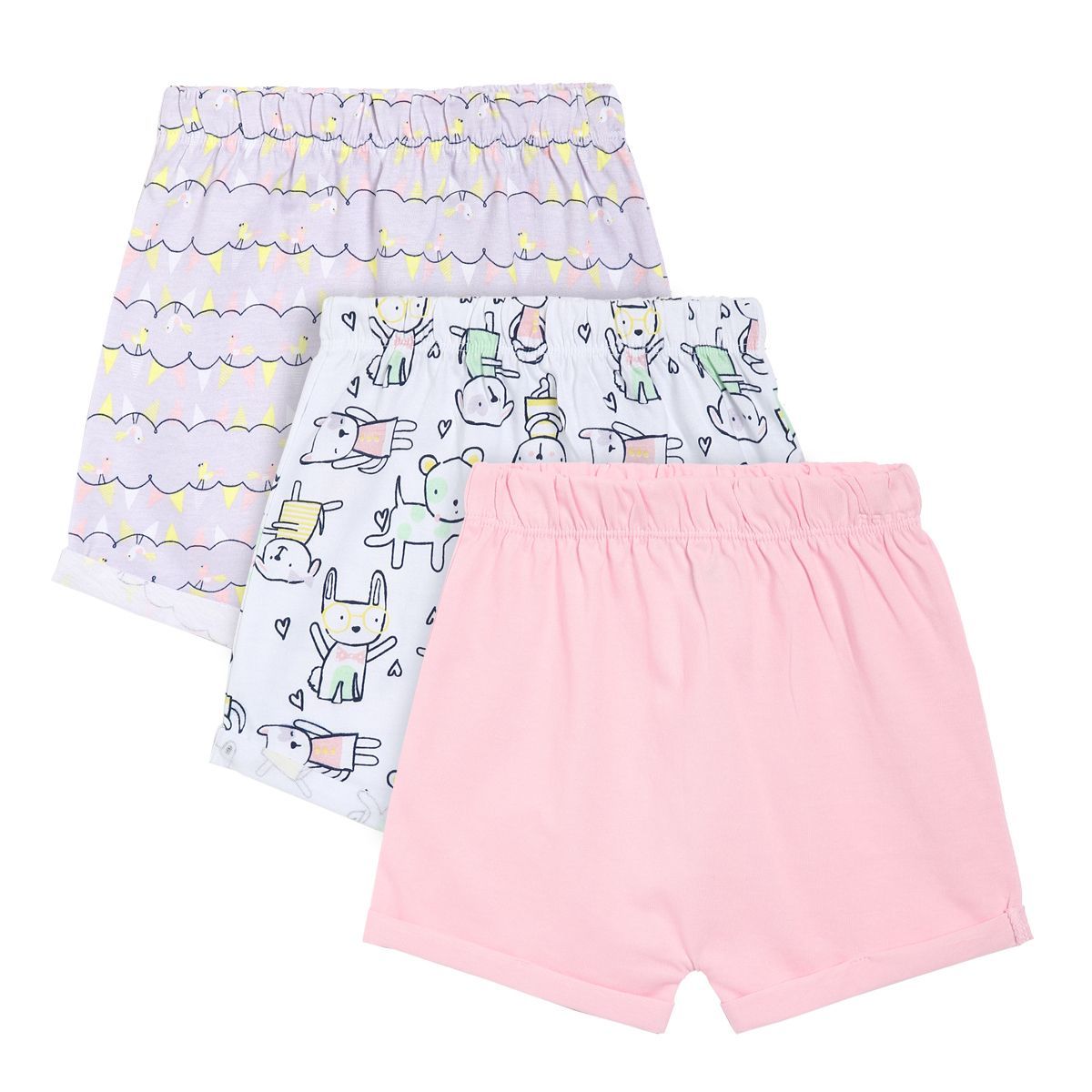 Girls Multicolor Pack Of 3 Shorts