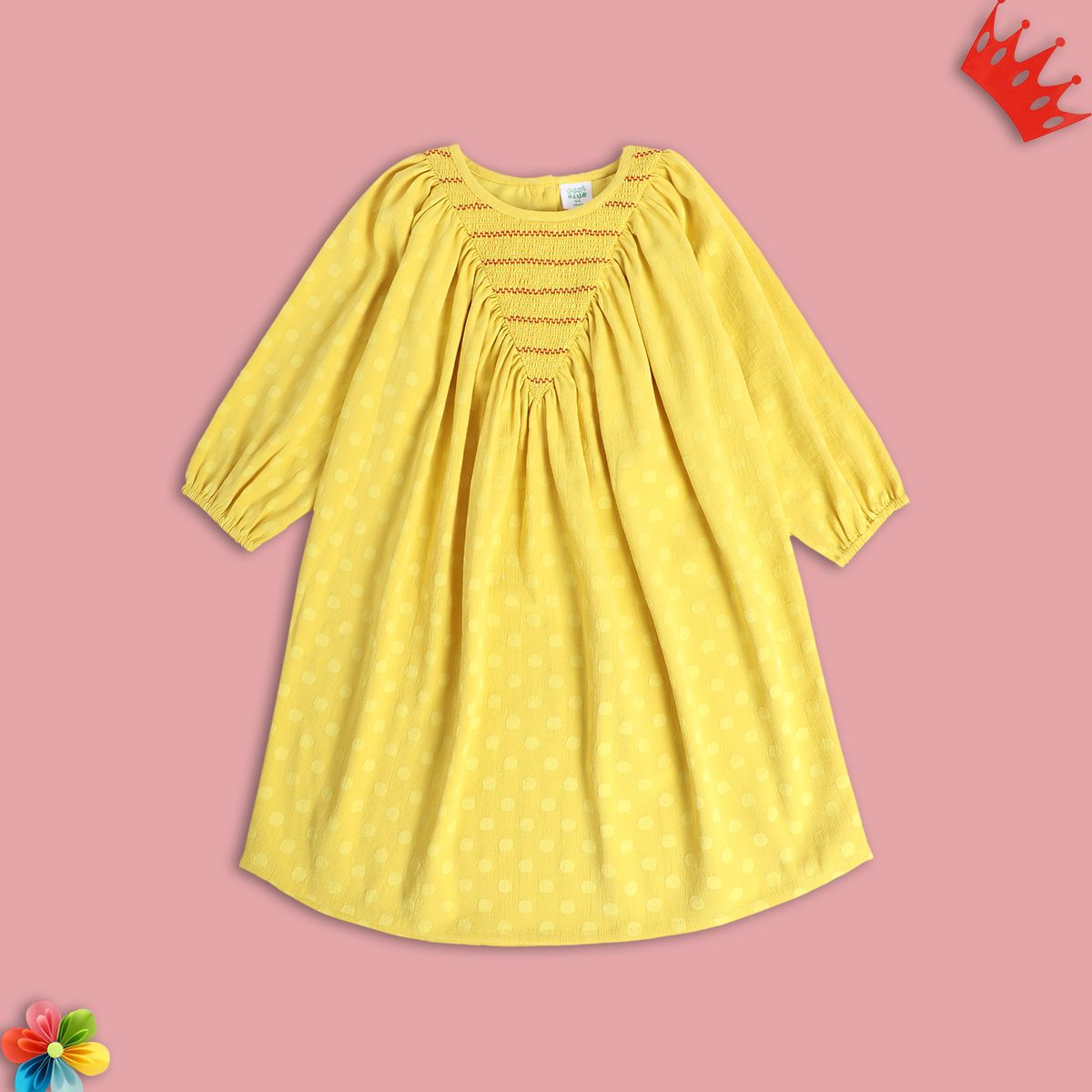 Girls Yellow Pack Of 1 Dress
