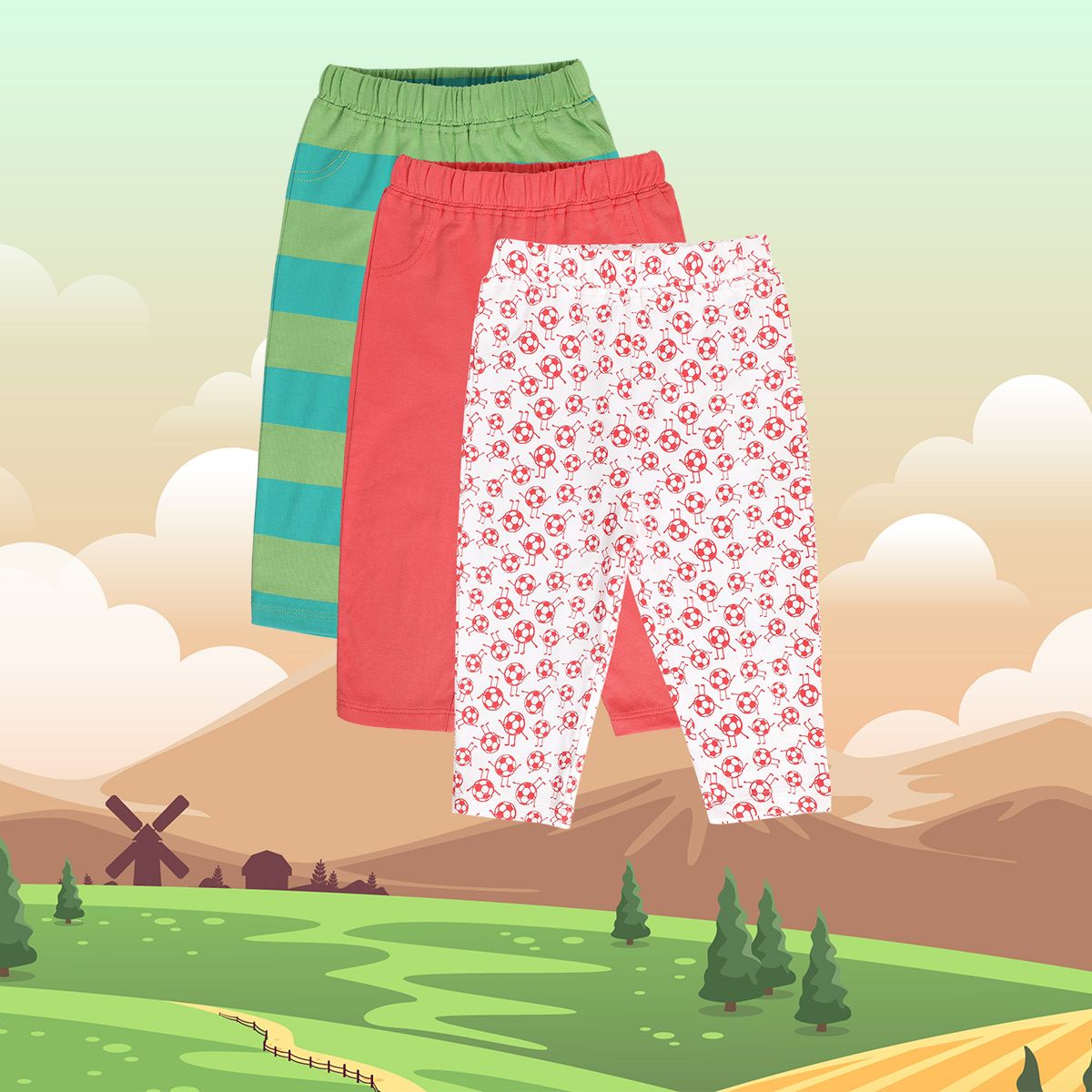 Boys Multicolor Pack Of 3 Knit Bottom
