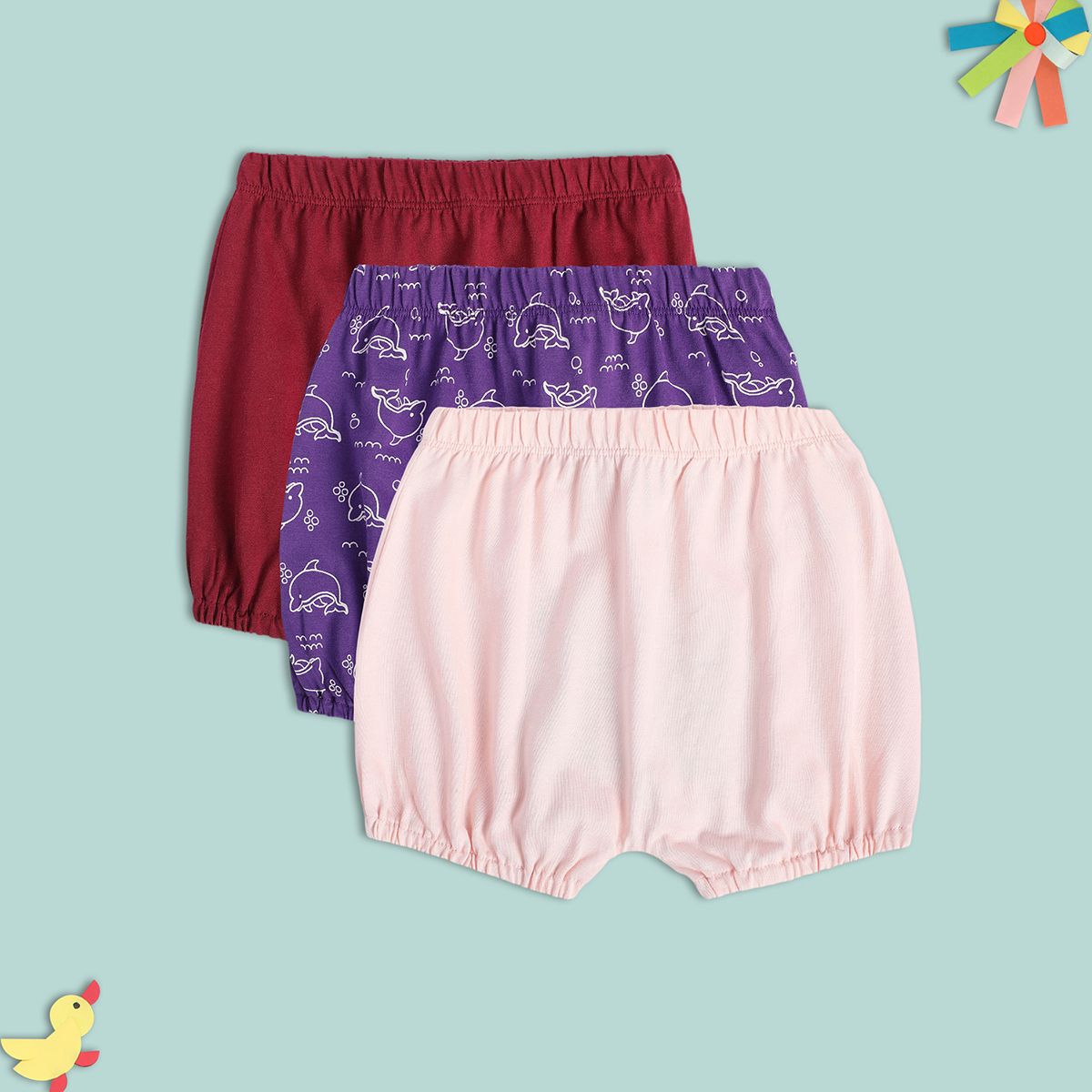 Girls Multicolor Pack Of 3 Shorts