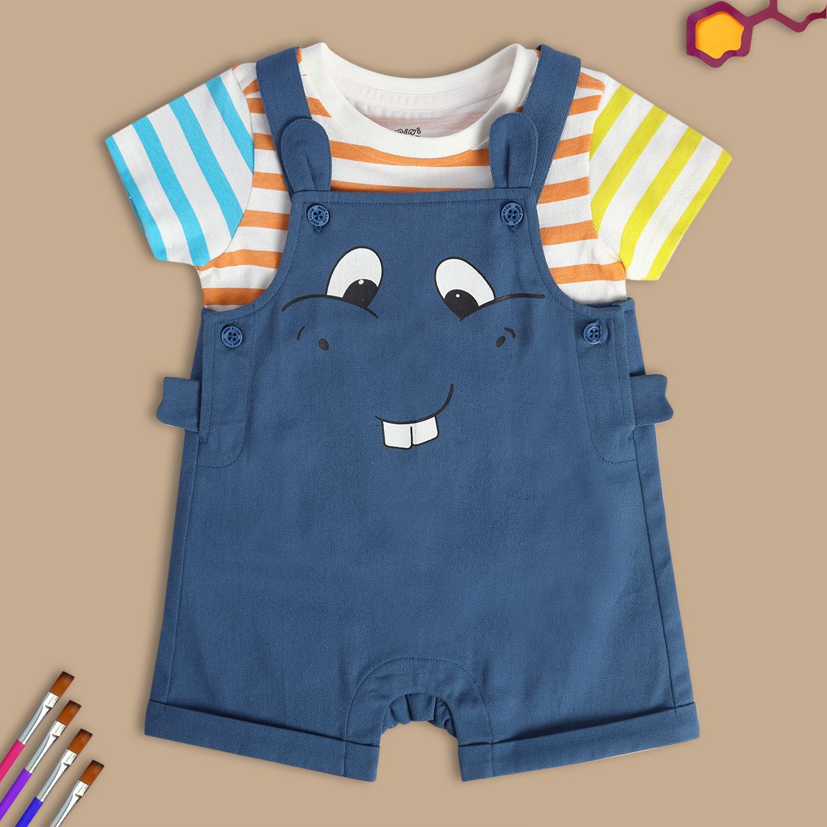 Boys Blue Dungaree Set