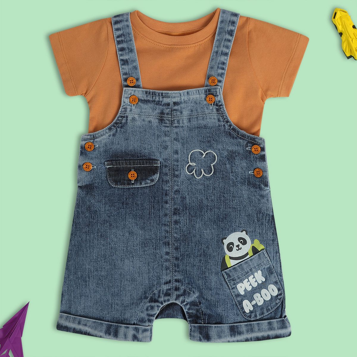 Boys Blue Short Sleeve Dungaree Set