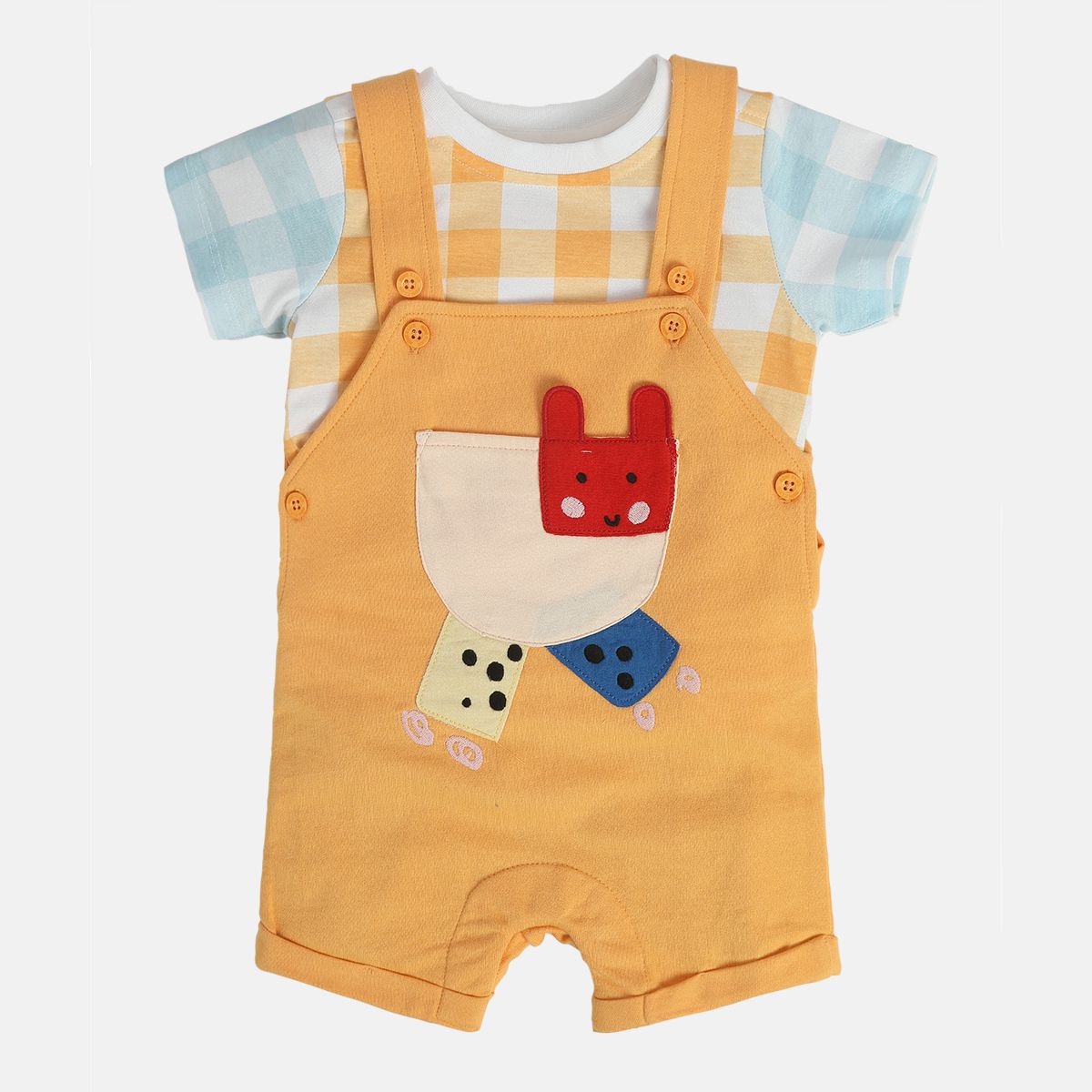 Boys Orange Pack Of 2 Dungaree Set