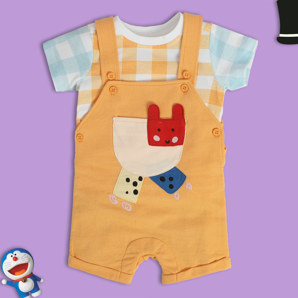 Boys Orange Pack Of 2 Dungaree Set