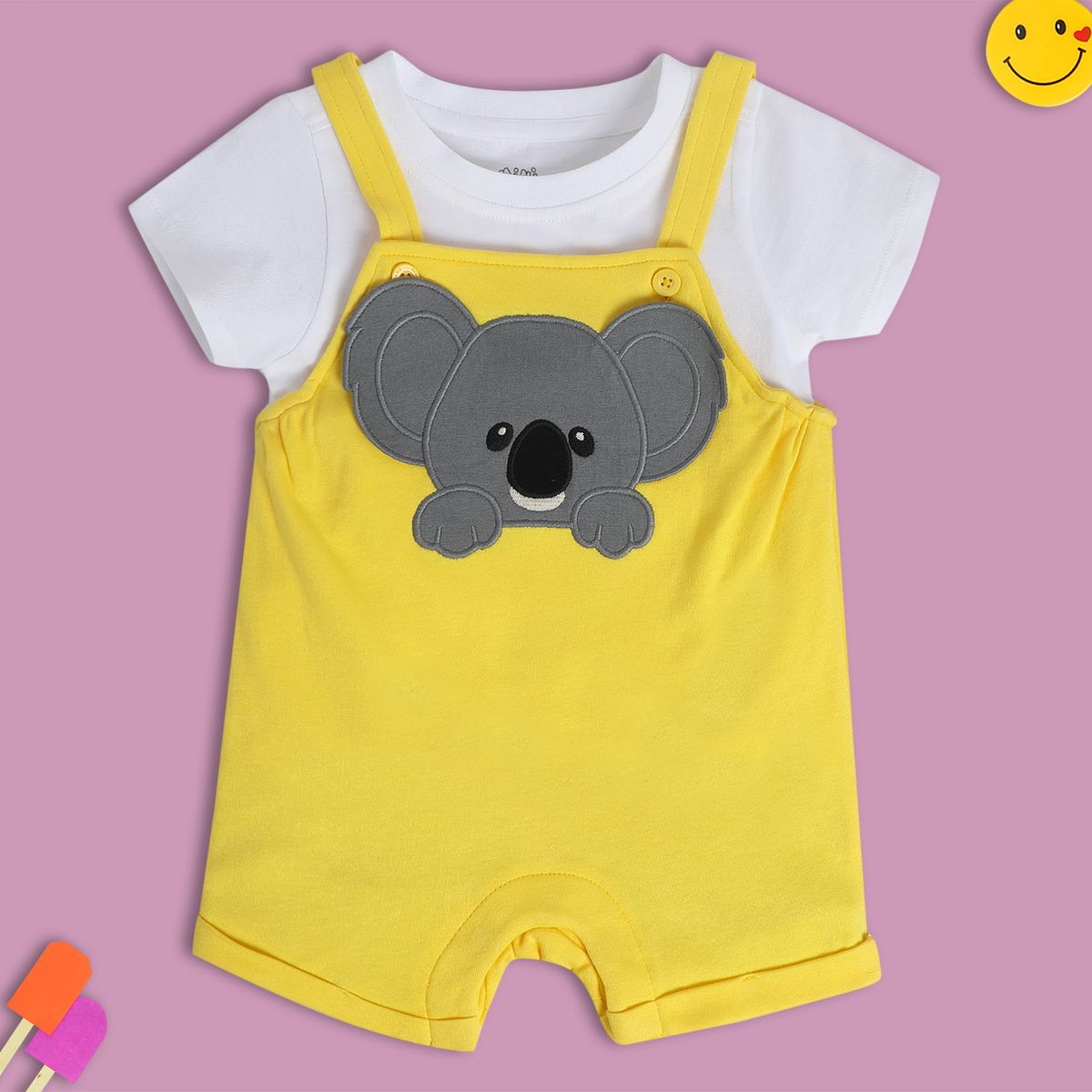 Boys Multicolor Pack Of 2 Dungaree Set