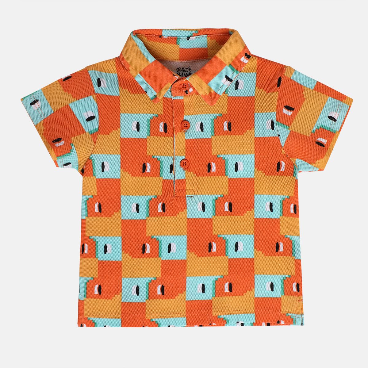 Boys Orange Collar Short Sleeve Polo