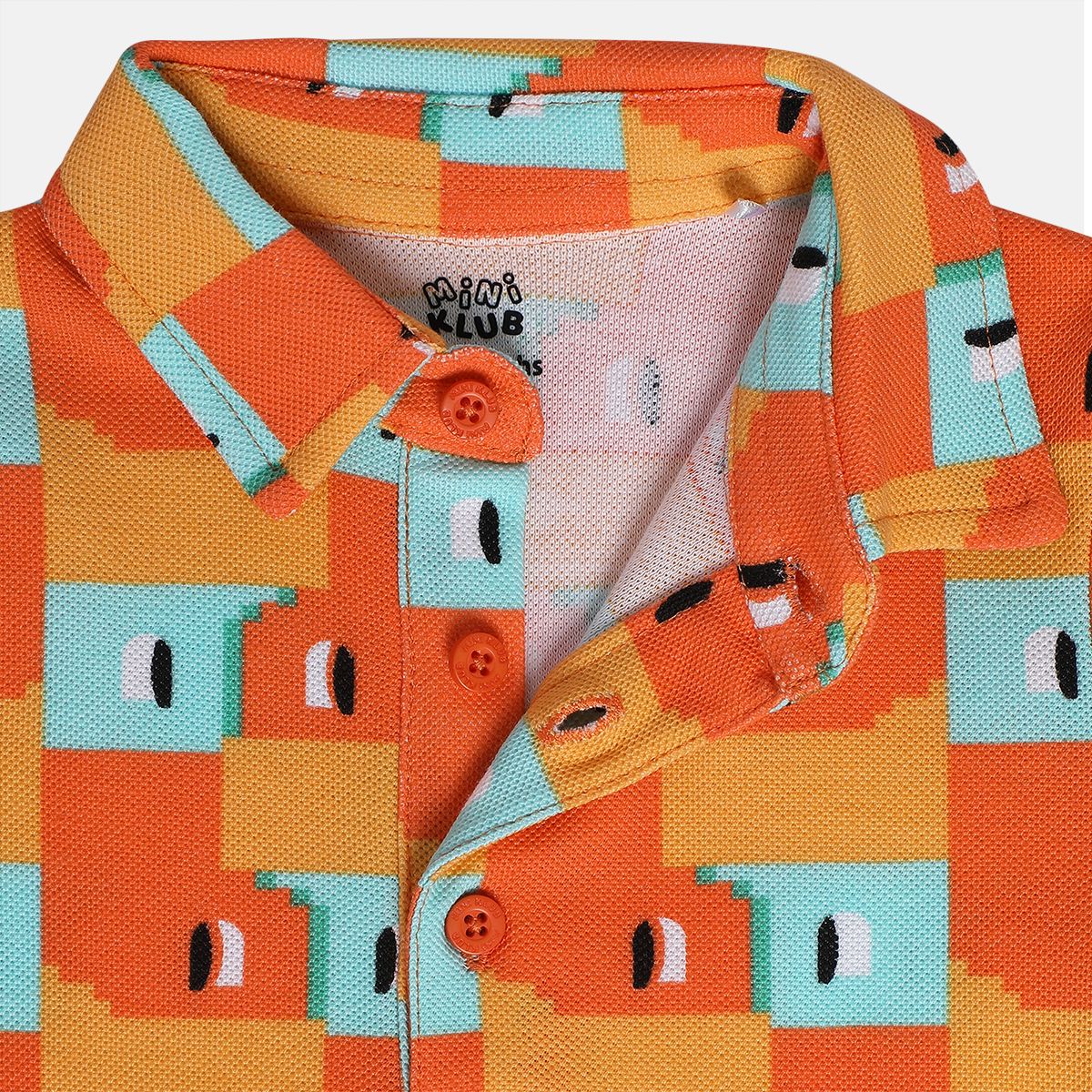 Boys Orange Collar Short Sleeve Polo
