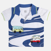 Boys White Collar Short Sleeve Polo