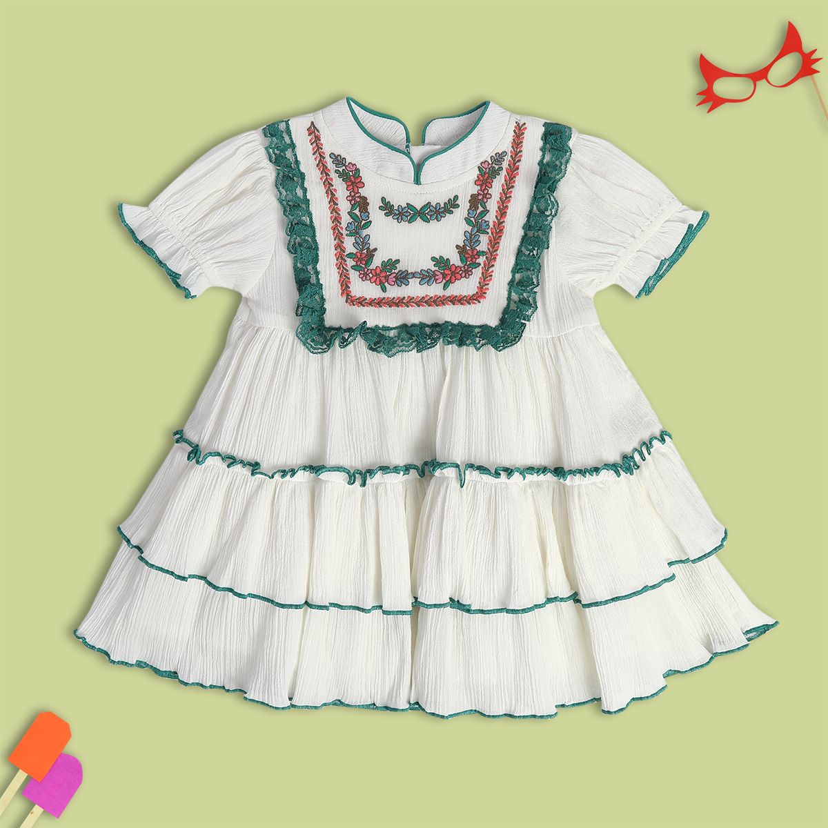 Girls Cream Pack Of 1 Dress