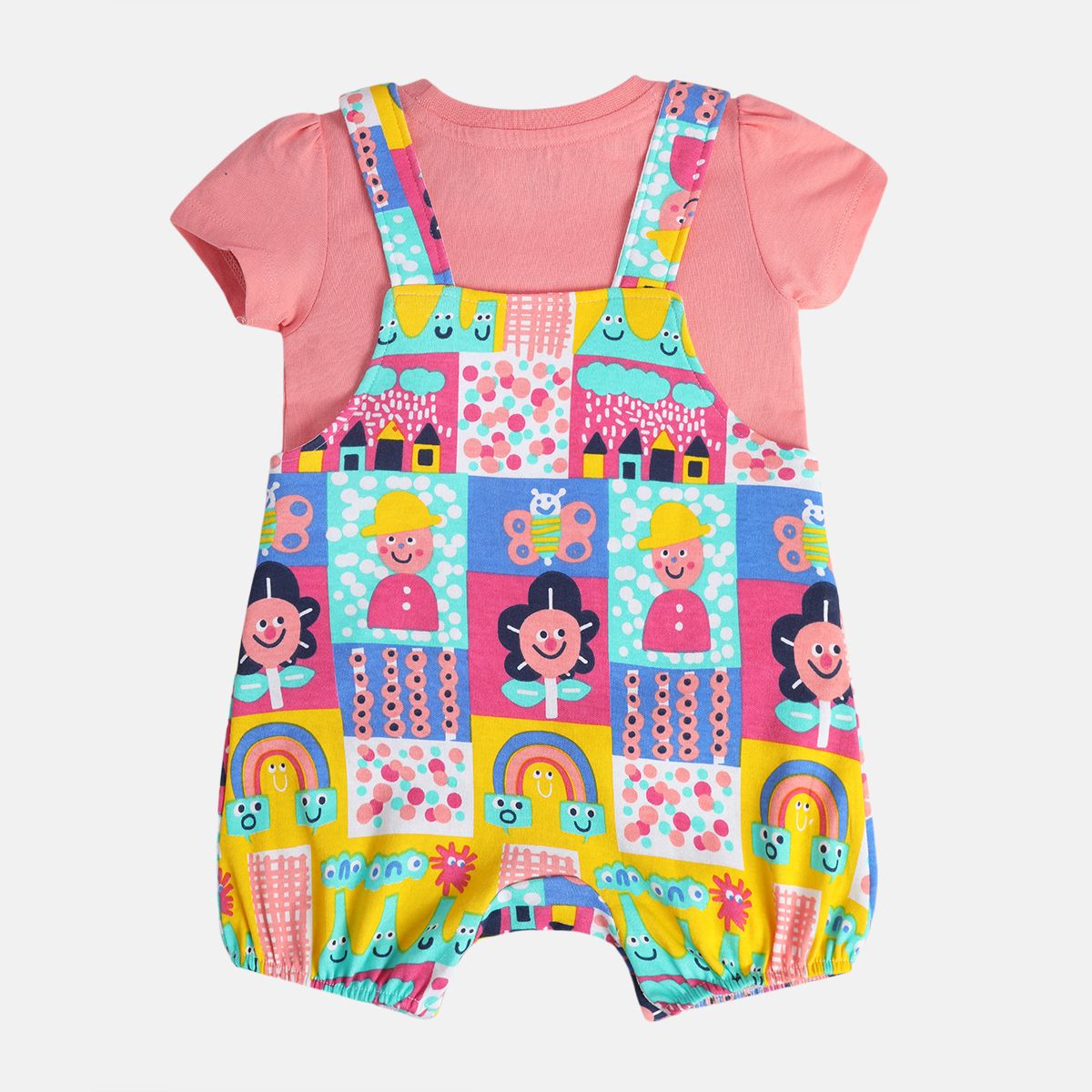 Girls Multi Dungaree Set