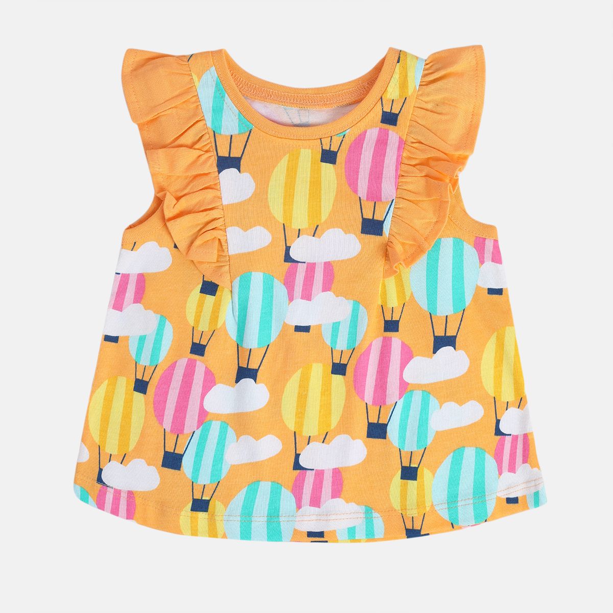 Girls Orange Sleeve Less Knit Top