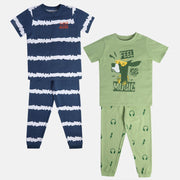 Boys Multi Round Neck Short Sleeve Top And Bottom