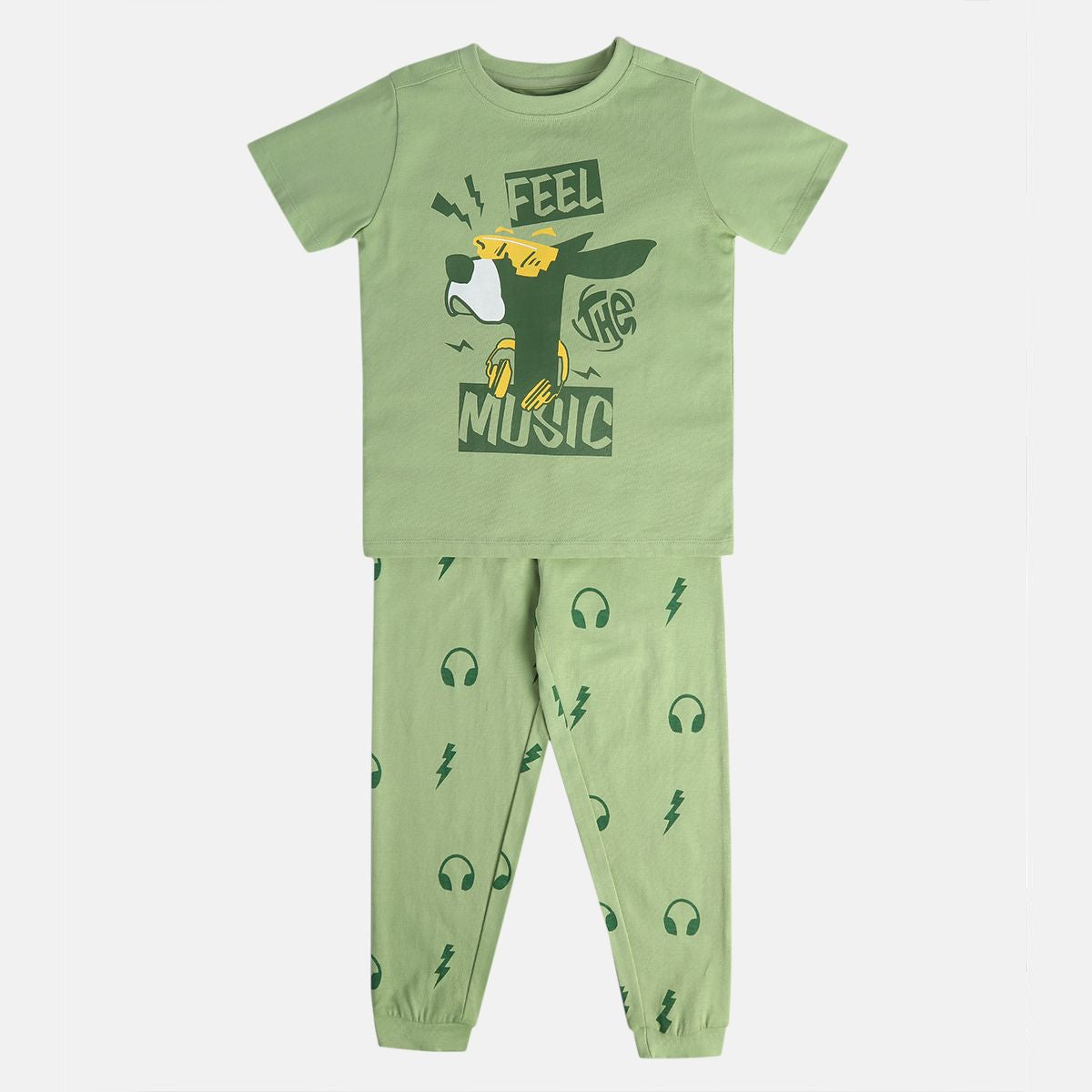 Boys Multi Round Neck Short Sleeve Top And Bottom