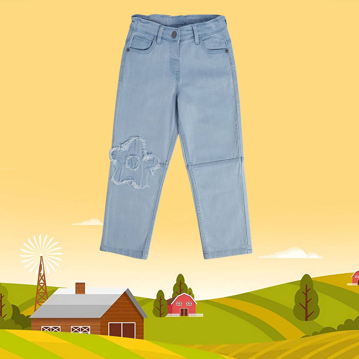 Girls Blue Pack Of 1 Denim Pant