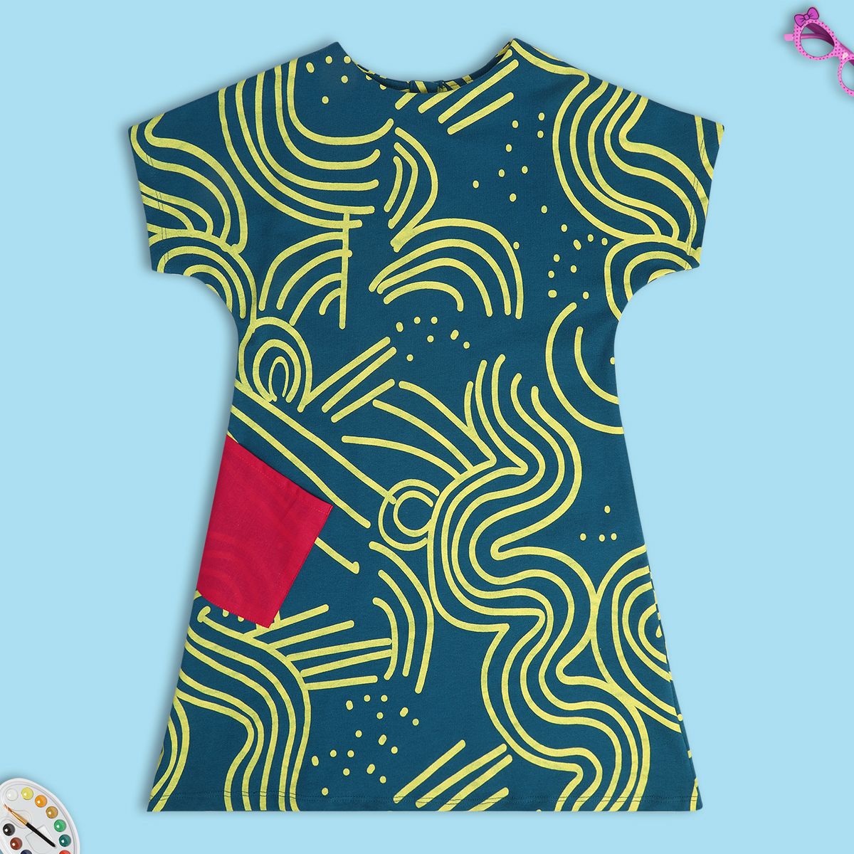 Girls Teal Pack Of 1 Dress