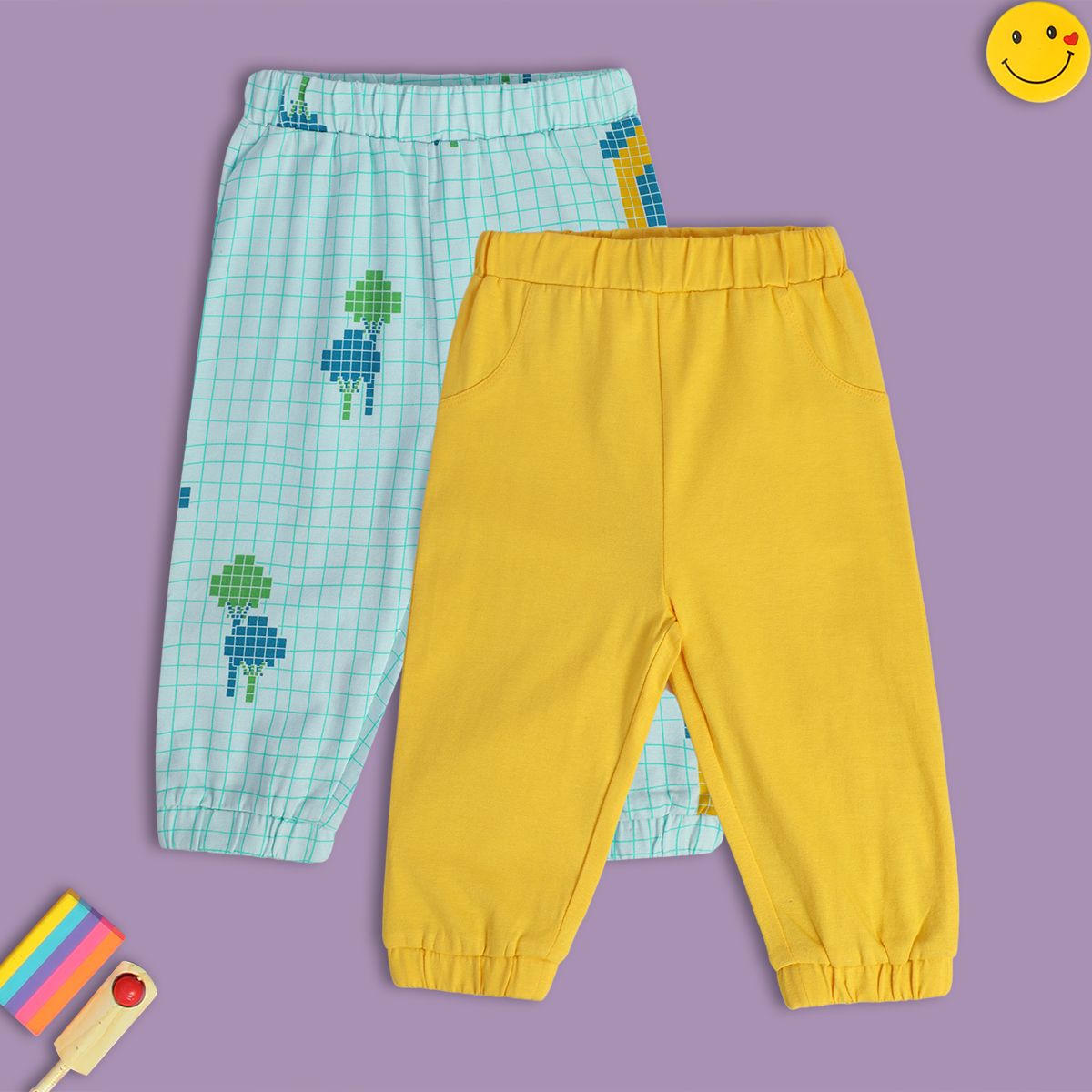 Boys Multicolor Pack Of 2 Knit Bottom