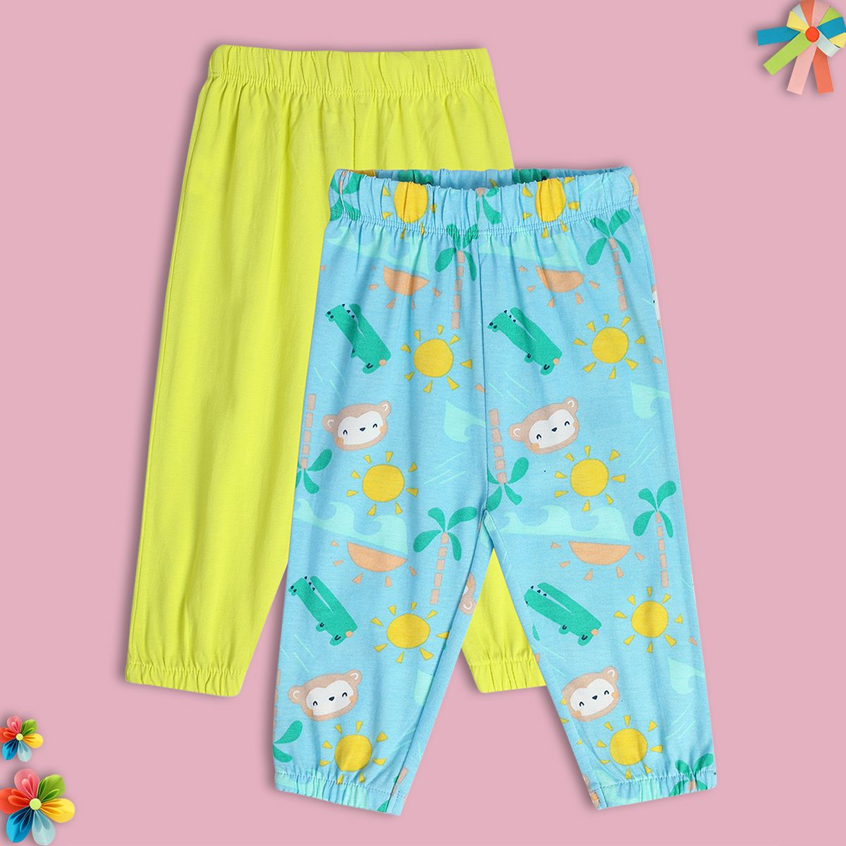 Boys Multicolor Pack Of 2 Knit Bottom