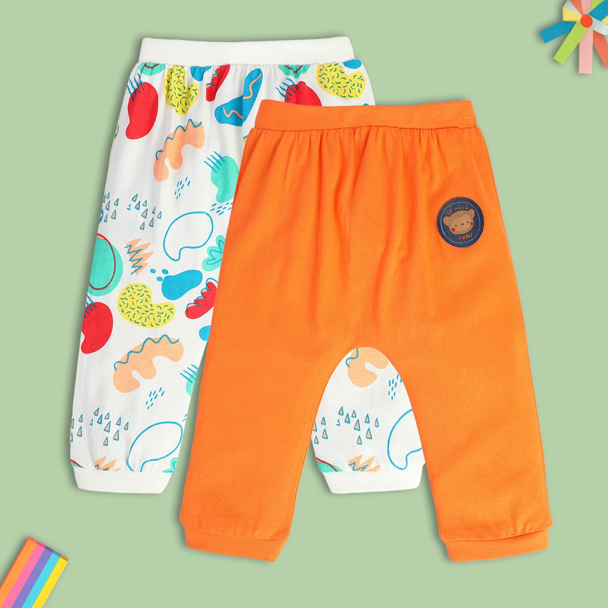 Boys Multicolor Pack Of 2 Knit Bottom