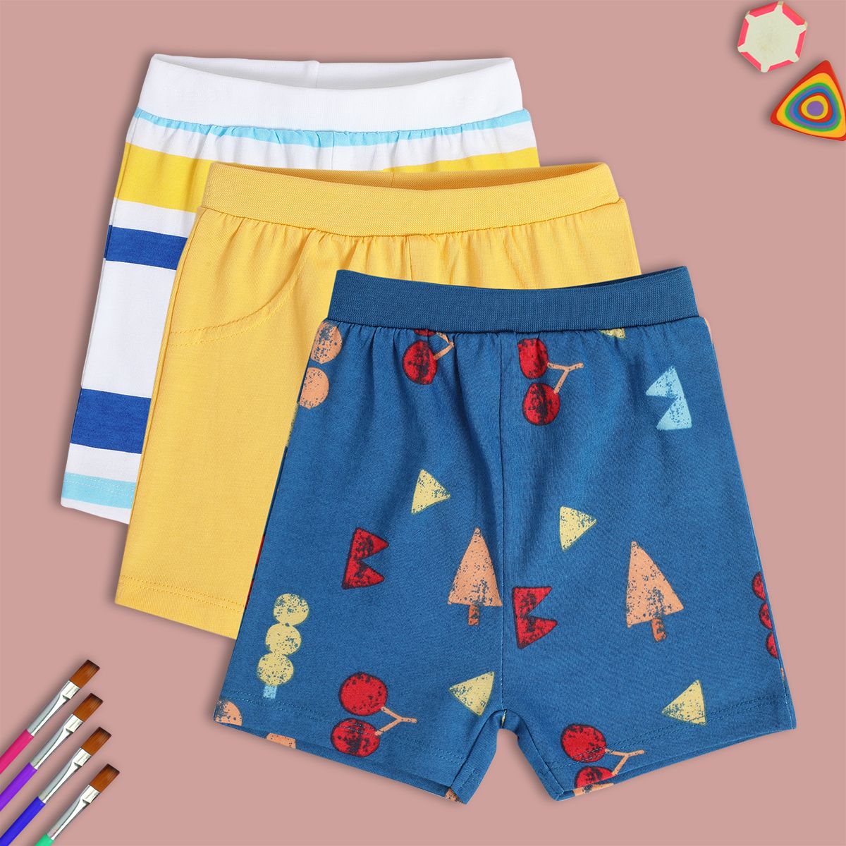 Boys Multicolor Pack Of 3 Shorts