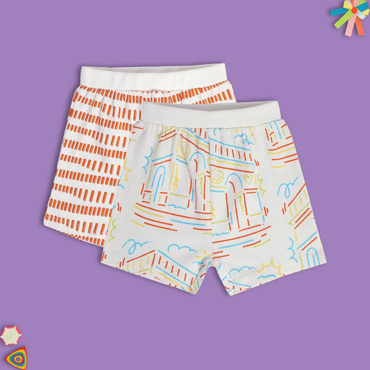 Boys Multicolor Pack Of 2 Shorts