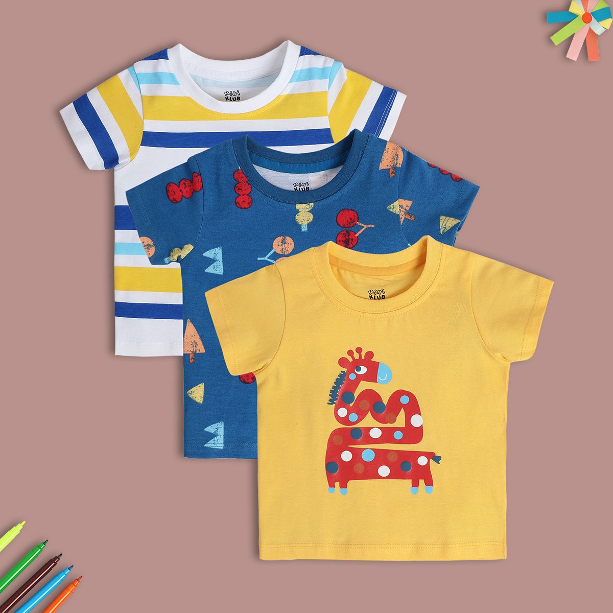 Boys Multicolor Pack Of 3 T-Shirt