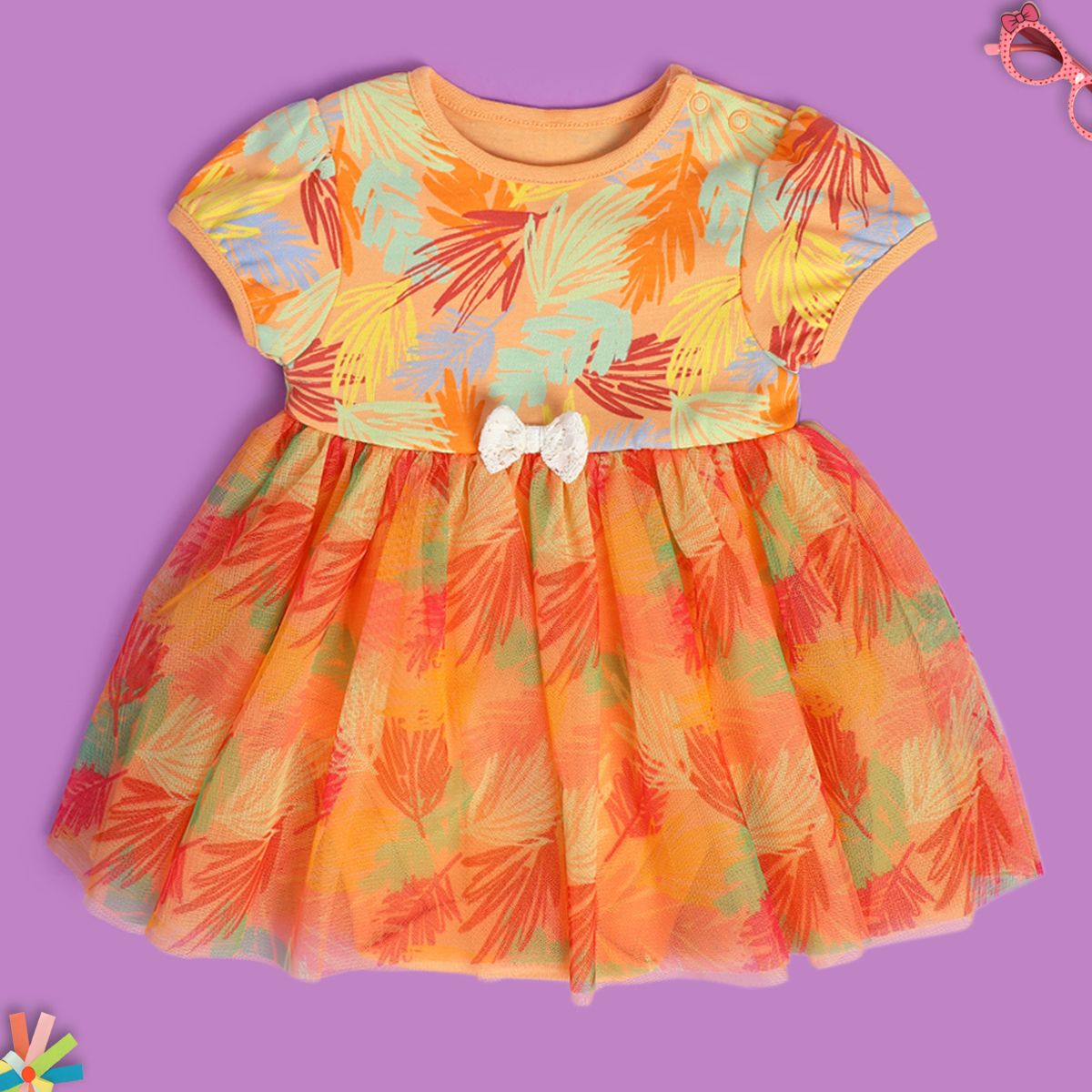 Girls Orange Pack Of 1 Body Suit