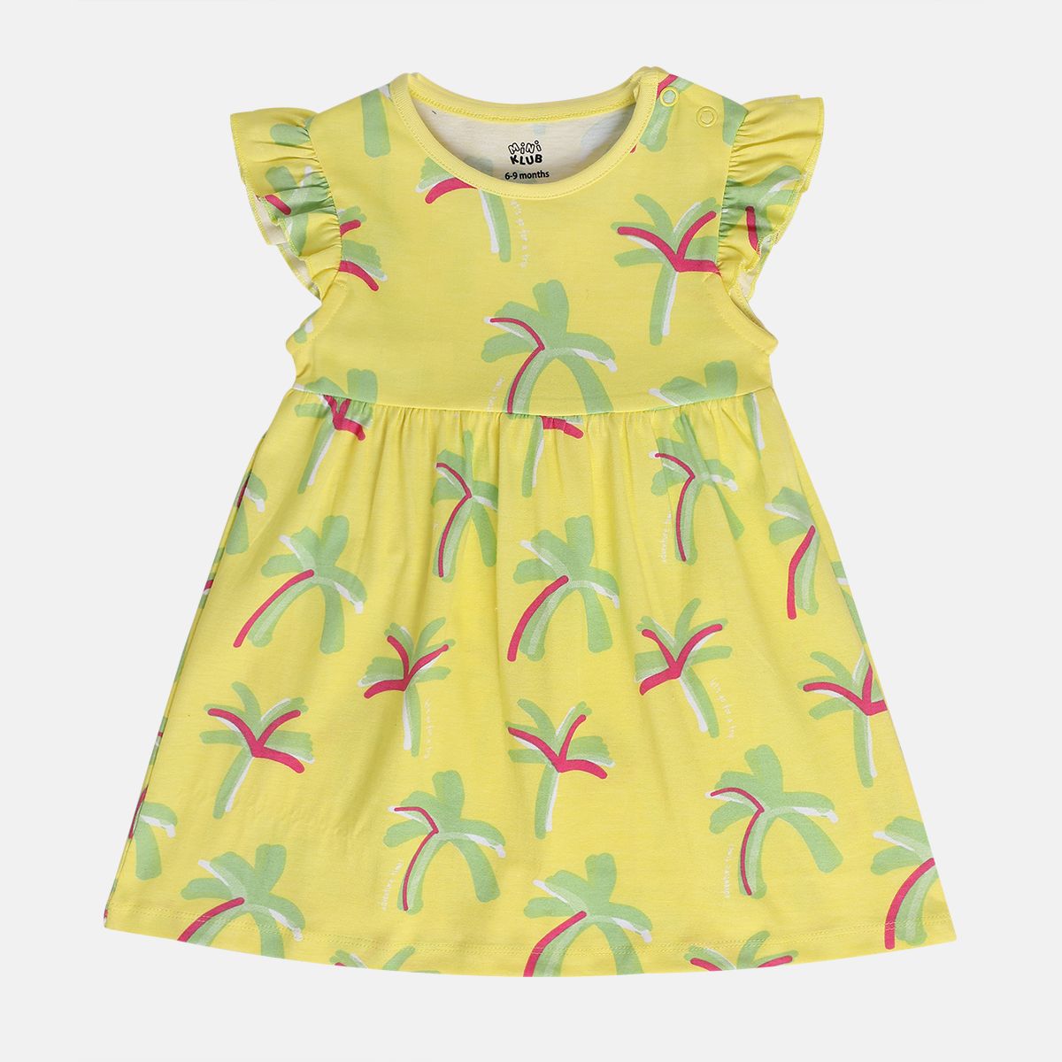 Girls Yellow/White Short Sleeve Dress
