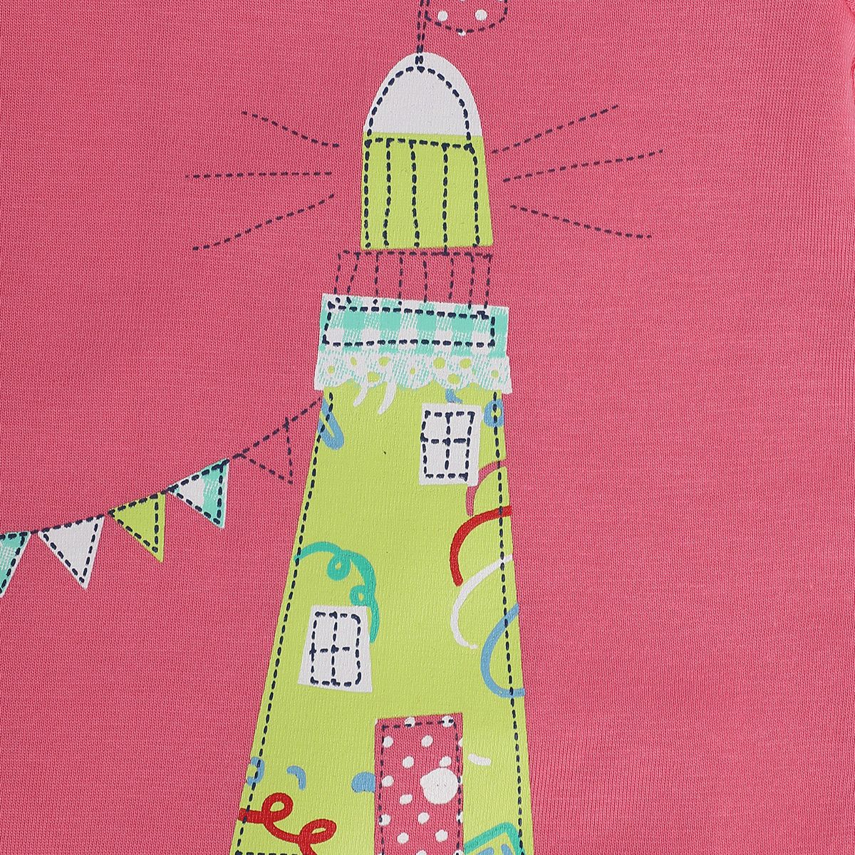 Girls Pink/Yellow Short Sleeve Knit Top