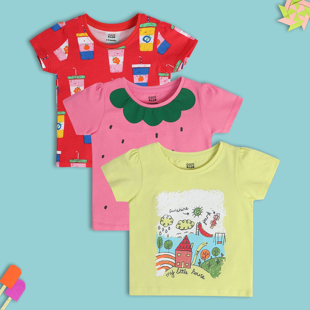 Girls Multicolor Pack Of 3 Knit Top