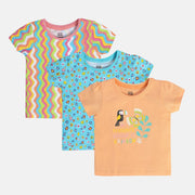 Girls Multi Short Sleeve Knit Top