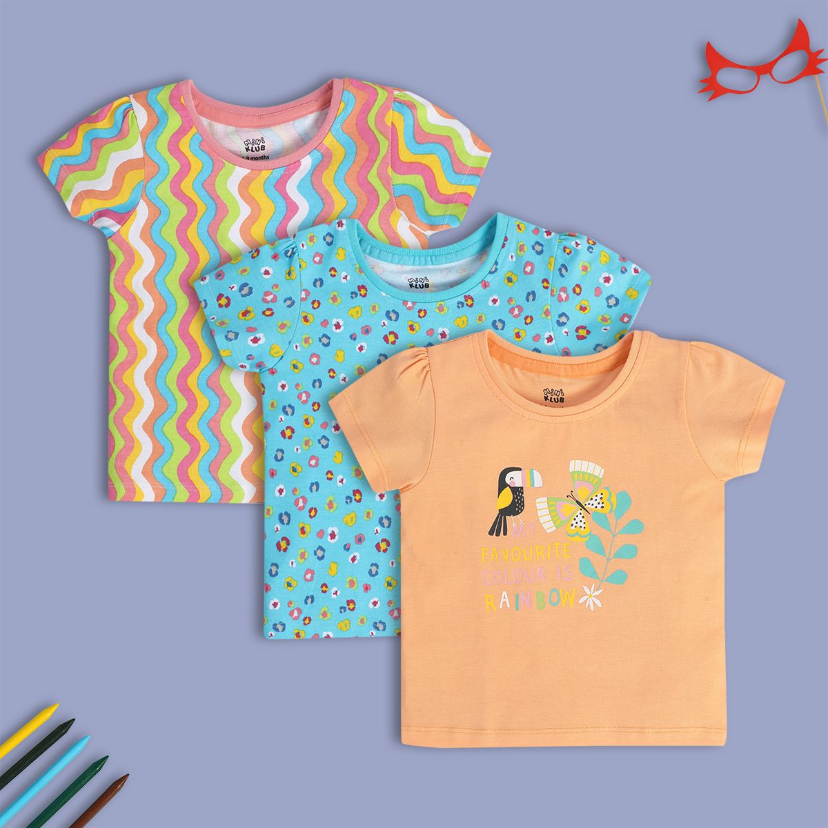 Girls Multicolor Pack Of 3 Knit Top