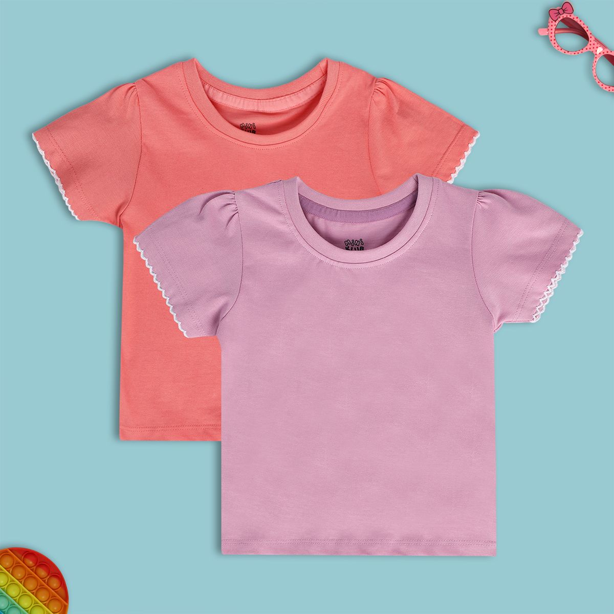 Girls Multicolor Pack Of 2 Knit Top